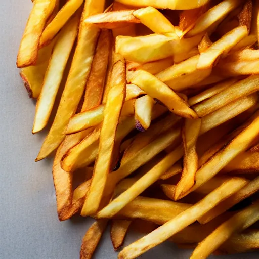 Prompt: french fries pile, steaming, food photography