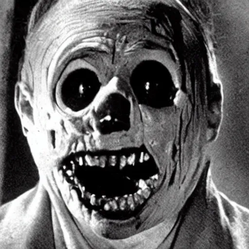 Prompt: horrifying frightening face of the ghost in the horror classic its disturbing