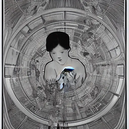 Image similar to alien breeding chambers, modern art installation, moma, extremely detailed, black and white photograph, by james jean and alphonse mucha and artgerm, 8 k