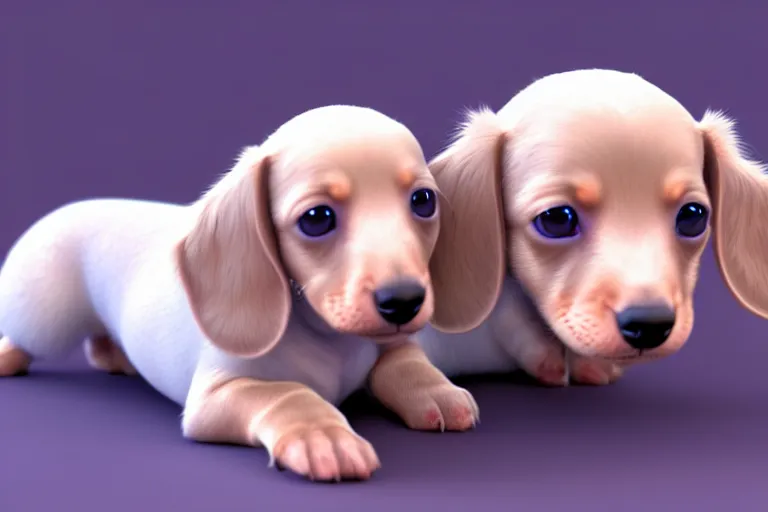 Prompt: high quality 3 d render hyperrealist very cute multipastel fluffy baby dachshund, vray, smooth in the background, artstation