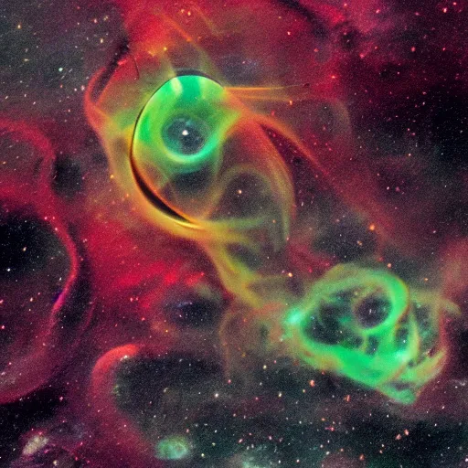 Image similar to lovecraftian tentacles emerging from a space nebula