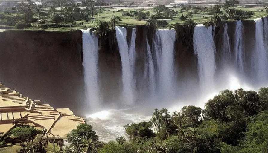 Image similar to waterfalls are flowing down the pyramids, archive photo, paradise