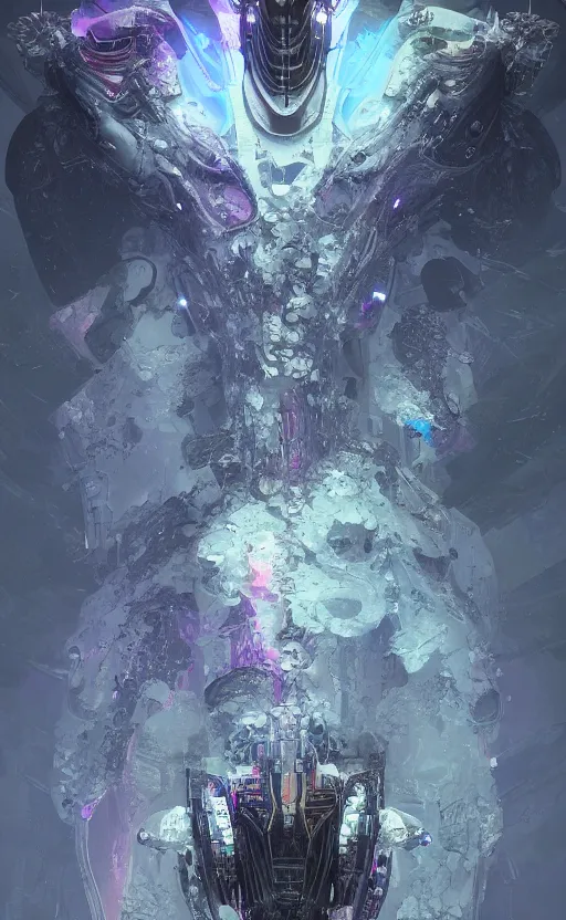 Prompt: hard surface form fused with organic form spaceship, rainbow iridescent accents, wide-angle, tsutomu nihei, emil melmoth, zdzislawbelsinki, Craig Mullins, yoji shinkawa,trending on artstation, beautifully lit, Petermohrbacher, zaha hadid, hyper detailed