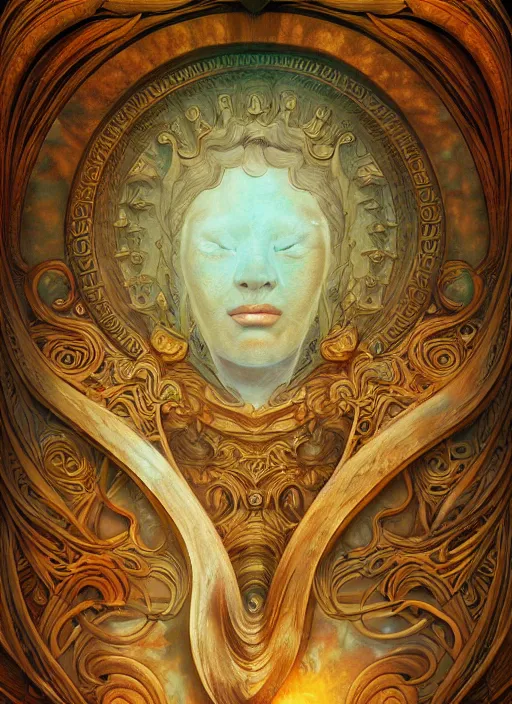 Image similar to roman emperor, wooden art nouveau swirls, in the style of tomasz alen kopera and fenghua zhong and peter mohrbacher, mystical colors, rim light, beautiful lighting, 8 k, stunning scene, raytracing, octane render, trending on artstation