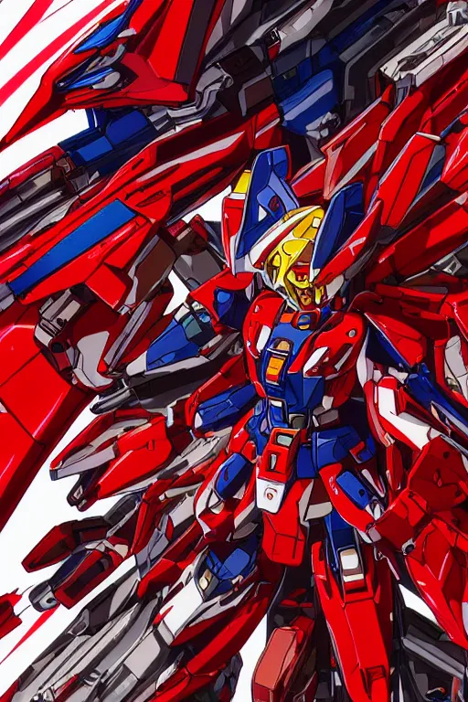 Image similar to Red colored Gundam of Nakamura Aya, hyper detailed art, 4k