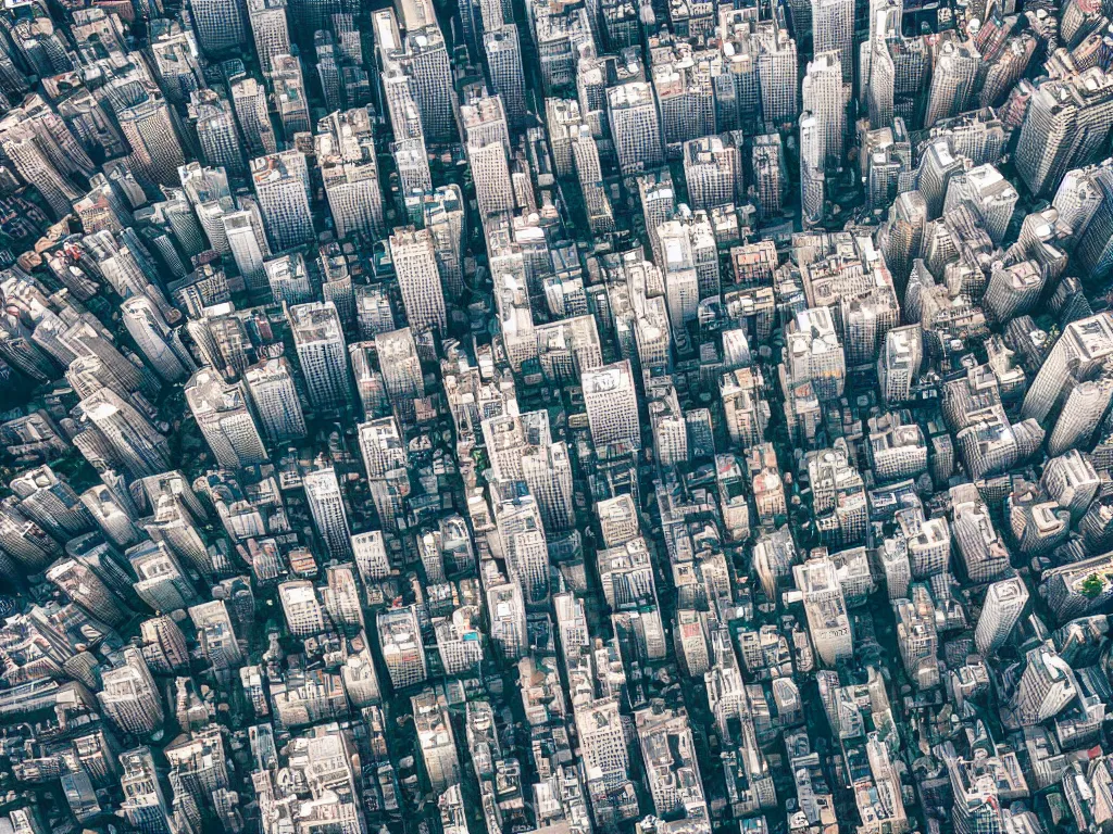 Prompt: drone view of a symmetrical city, Brutalist architecture, sharp focus, telephoto lens, digital art 4k