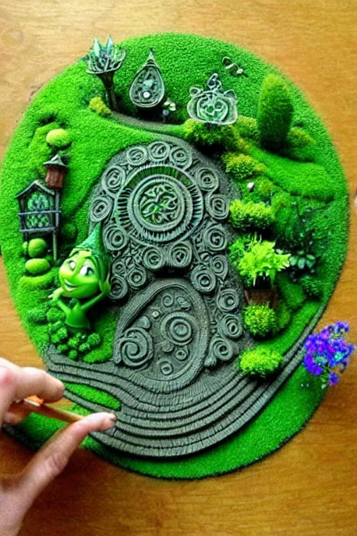 Image similar to intricate detailed Green Witch Magic being Cast to create a magical garden with enchanted, life like plants, Disney Pixar animation