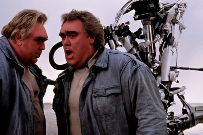 Image similar to VFX movie where John Candy plays the Terminator by James Cameron