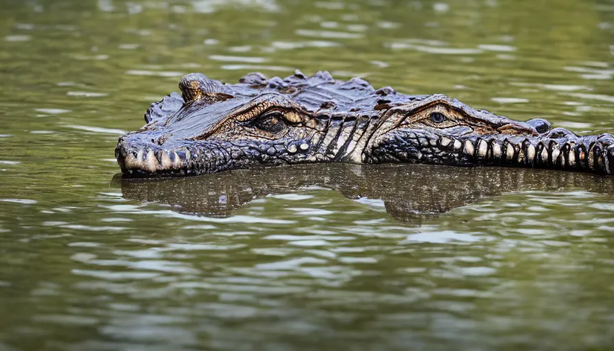 Image similar to an alligator tiger!!! hybrid! hyper realistic!! realistic lighting!! wildlife photographer of the year!!! bold natural colors, national geographic, hd, wide angle, 8 k