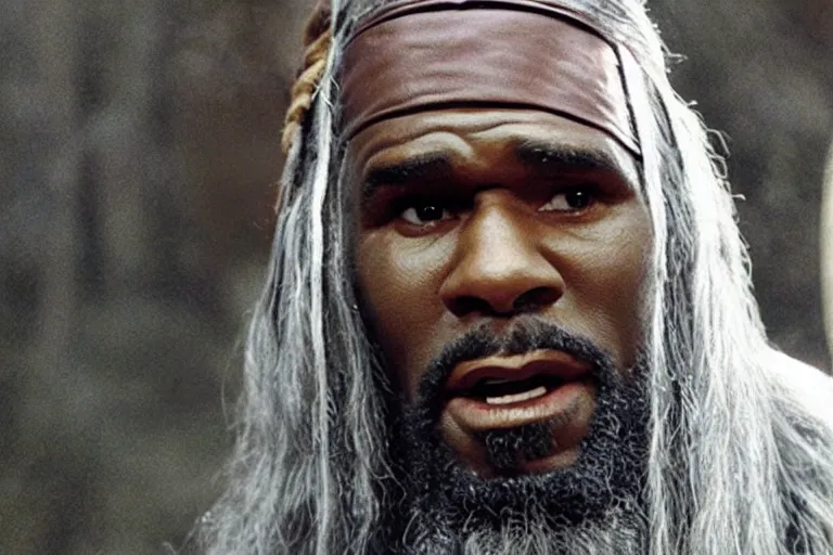 Image similar to r kelly as gandalf in lord of the rings