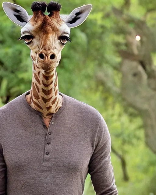 Image similar to a photo of jeff goldblum as a giraffe