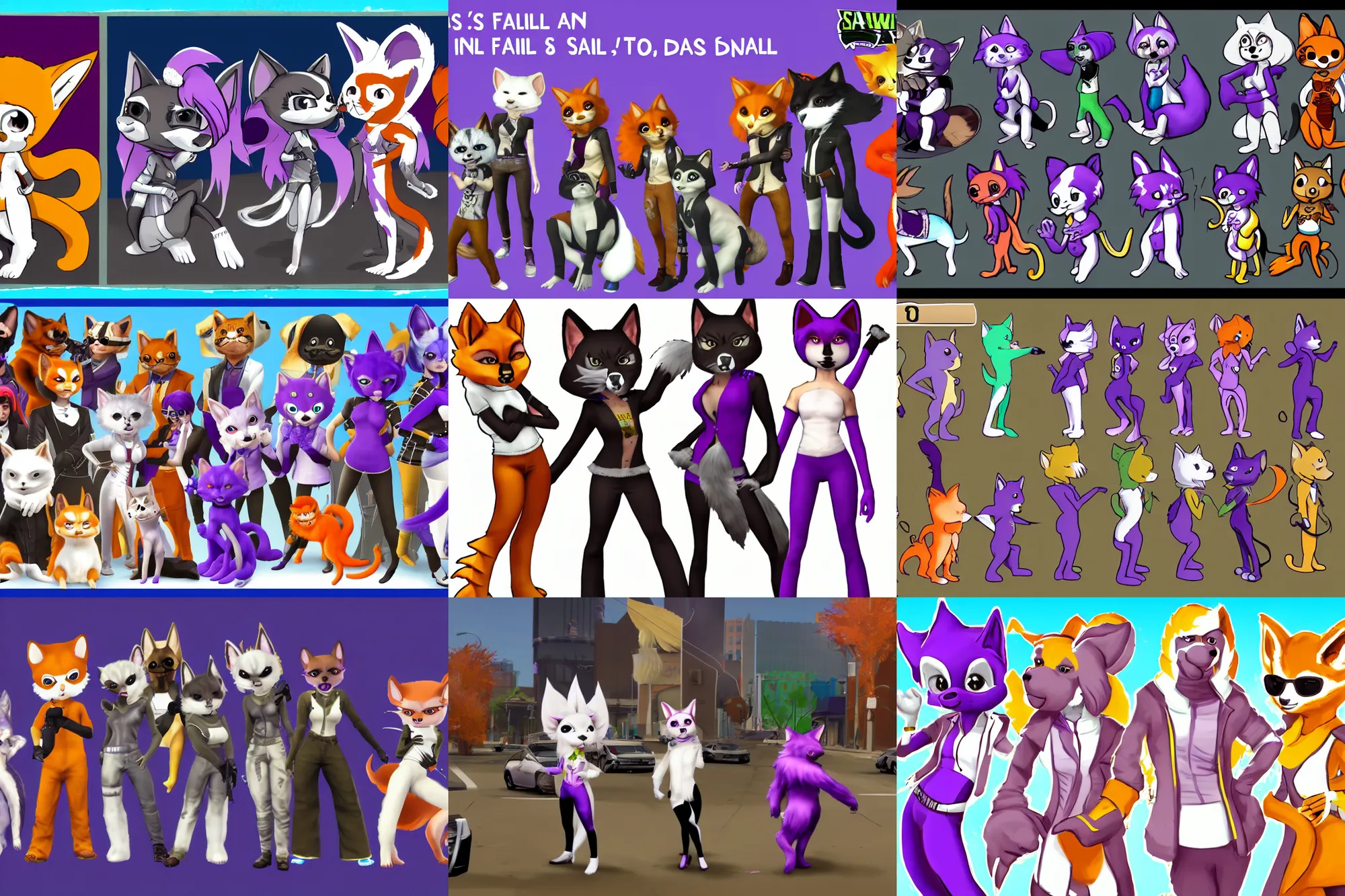 Prompt: screenshot, people with tails, saints row, furries wearing tails ( fursuiters + tails ), pulling from : how to draw a tail