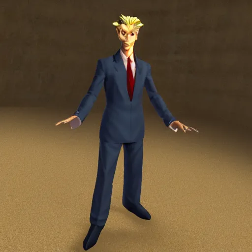 Prompt: Kira Yoshikage in n64 graphics, 3d model, old graphics, jojo, n64 graphics