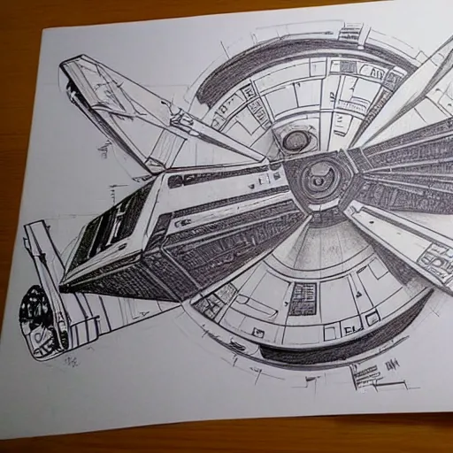 Prompt: star wars tie fighter schematic drawings