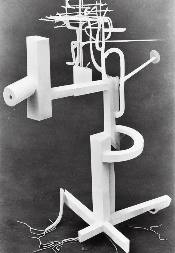 Image similar to a chess - piece building machine, complex white machinery with cables, a surrealist sculpture by marcel duchamp, archival pigment print, 1 9 1 4, conceptual art, artwork, academic art, surrealist, fluxus