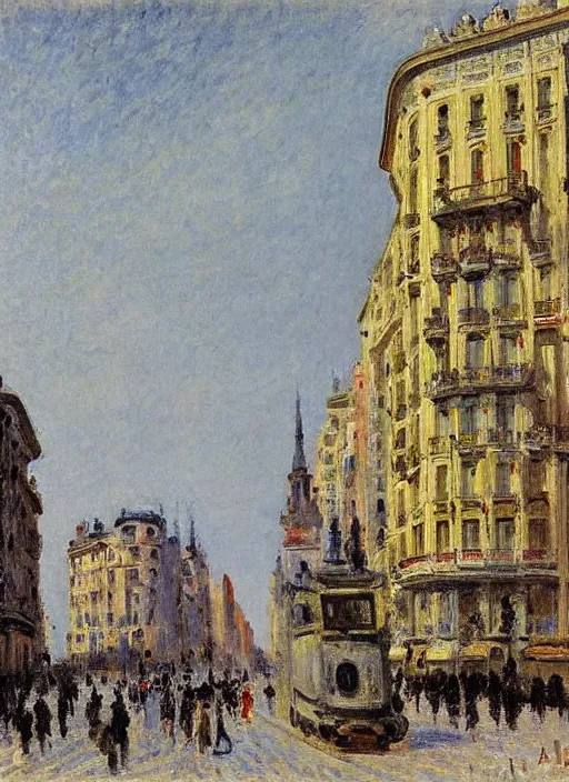 Image similar to Gran via de Madrid painted by Alfred Sisley