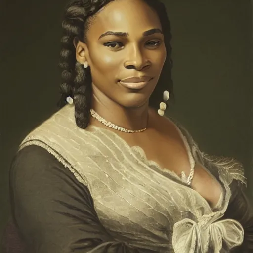 Prompt: serena williams, early american portrait