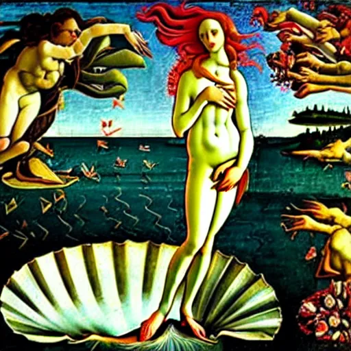 Prompt: birth of venus by sandro botticelli,