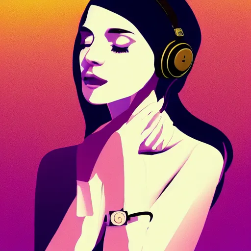 Image similar to a beautiful woman listening to music by stefan threurer, digital art, trending on artstation