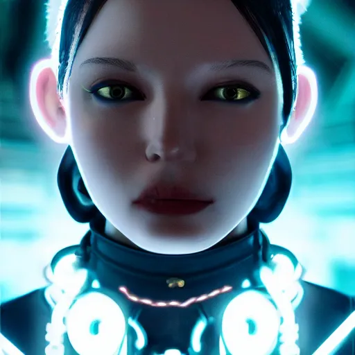 Image similar to detailed realistic cyberpunk female character cyberpunk wearing large steel collar around neck, realistic, art, beautiful, 4K, collar, choker, collar around neck, punk, artstation, detailed, female, woman, choker, cyberpunk, neon, punk, collar, choker, collar around neck, thick collar, choker around neck, wearing choker, wearing collar, bright neon punk hair, collar, choker,