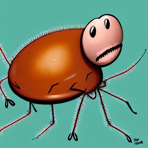 Prompt: anthropomorphous cockroach character, 2d, cartoon style, cute, by Tim Burton