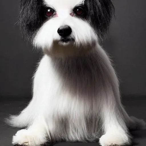 Image similar to photo of fluffy dog with emo haircut