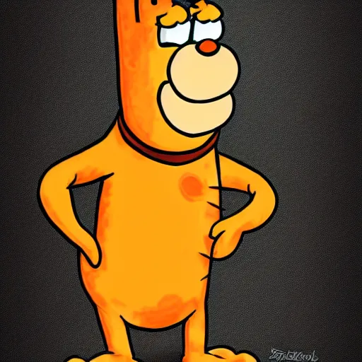 Prompt: if Garfield was a real human man, fan art