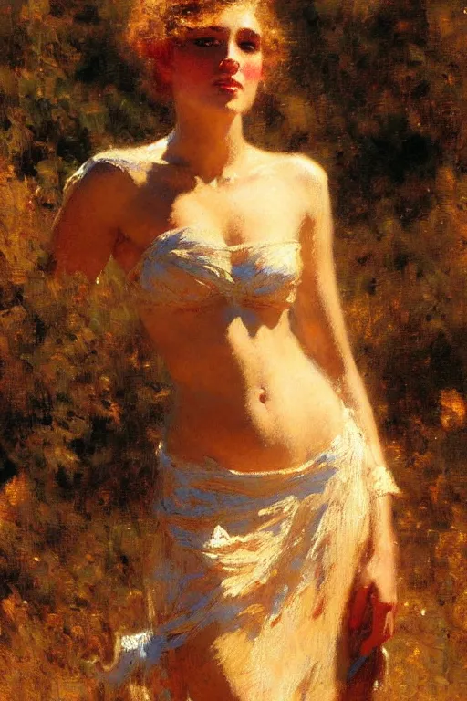 Prompt: Attractive woman, painting by Gaston Bussiere, Craig Mullins