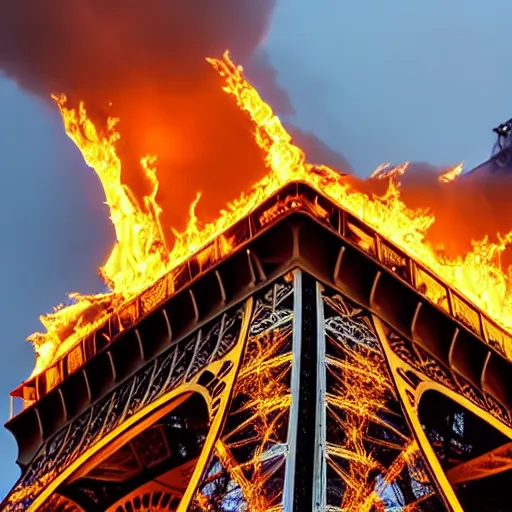 Prompt: eiffel tower on fire