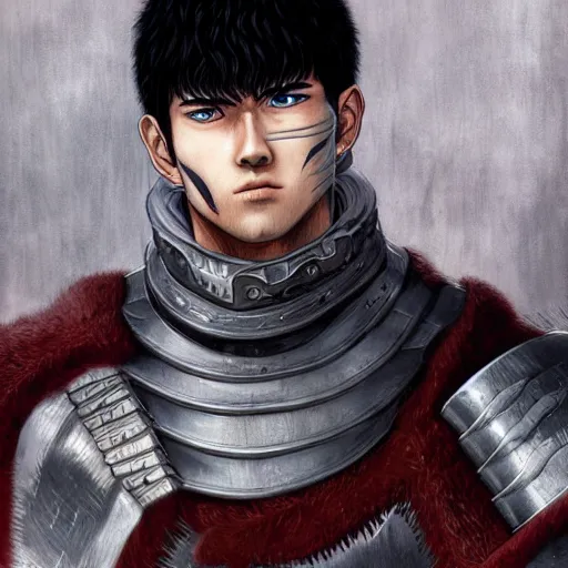 Image similar to portrait of guts from berserk,,,,,,,, extremely detailed, made by wlop and maxwell boas