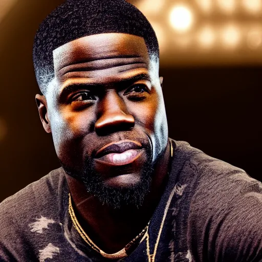 Prompt: a detailed portrait of Kevin Hart in the style of Freemont Thompson, 8k, ornate, intricate