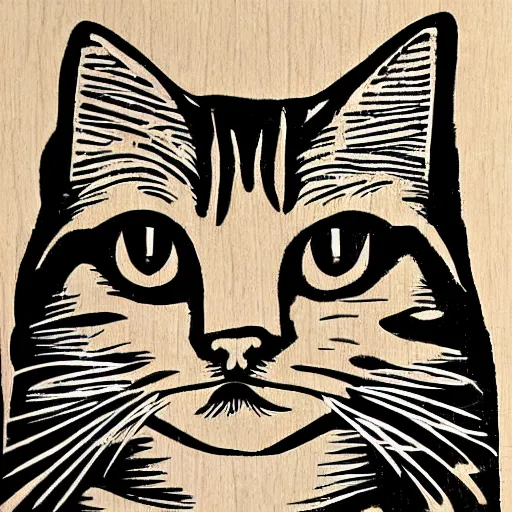 Image similar to cat woodcut print by Julie de Graag