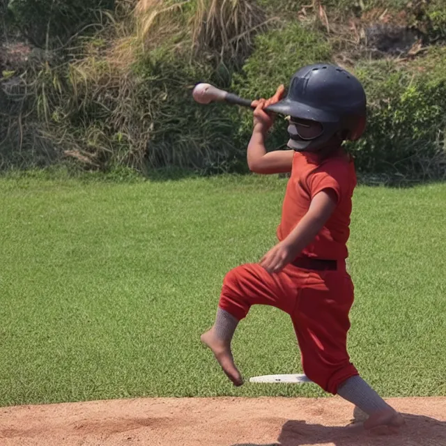 Prompt: photo of tahu nuva playing baseball