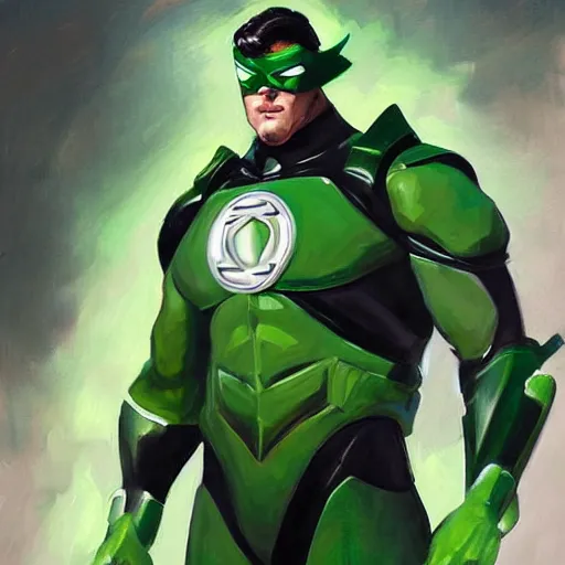 Image similar to greg manchess portrait painting of armored green lantern as overwatch character, medium shot, asymmetrical, profile picture, organic painting, sunny day, matte painting, bold shapes, hard edges, street art, trending on artstation, by huang guangjian and gil elvgren and sachin teng