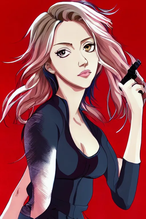 Image similar to Scarlett Johansson as an Anime Art Style, artstation, 4k detailed