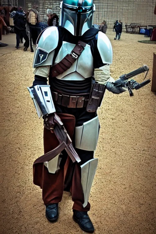 Image similar to a beautiful photo of a retired Mandalorian