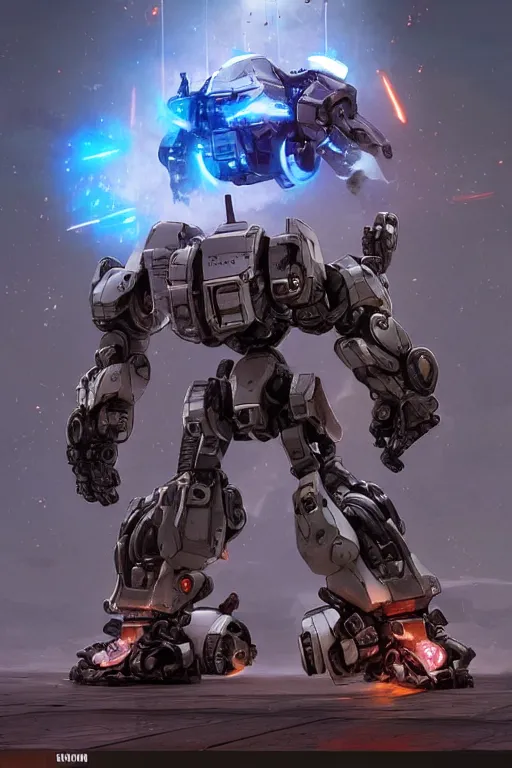 Image similar to mechwarrior 5 : mercenaries mech rockman cyborg robot boss tank engine octane render, 4 k, hd 2 0 2 2 3 d cgi rtx hdr style chrome reflexion glow fanart artstation by jesper ejsing, by rhads, makoto shinkai borderlands and by feng zhu rossdraws digital cinematic pixar and disney unreal zbrush central hardmesh