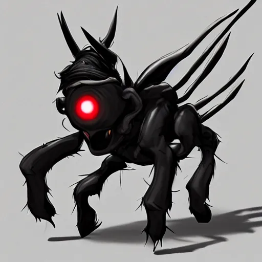 Prompt: cyclops minature spider horse, trending on artstation, scary