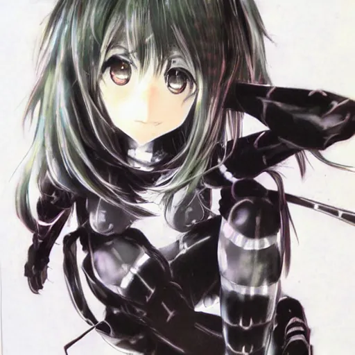 Image similar to cute anime spider girl, Yoji Shinkawa