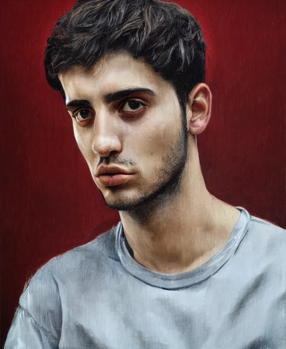 Image similar to heroic portrait of a young levantine man. art by denys tsiperko and bogdan rezunenko, hyperrealism