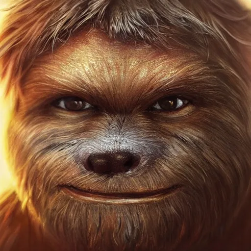 Image similar to hyperrealistic mixed media image of matt damon disguised as an ( ewok ), stunning 3 d render inspired art by istvan sandorfi and greg rutkowski, perfect facial symmetry, realistic, highly detailed attributes and atmosphere, dim volumetric cinematic lighting, 8 k octane extremely hyper - detailed render, post - processing, masterpiece,