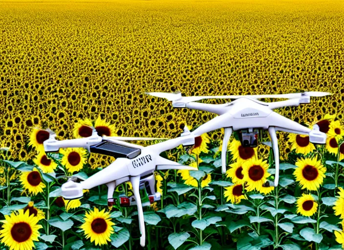 Image similar to Communist Propaganda Poster of a Bayraktar TB2 drone in a sunflower field.