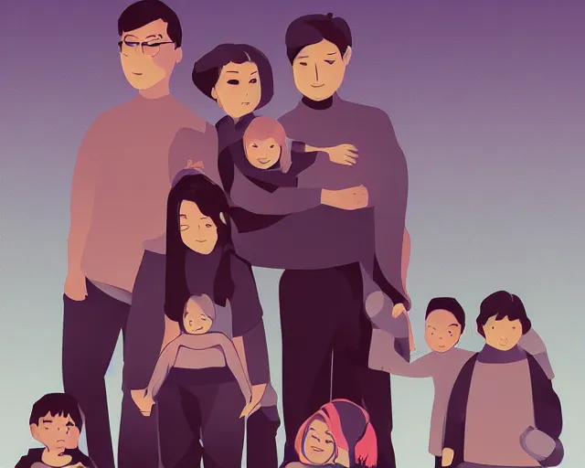 Image similar to family, a simple vector based illustration, by ross tran, artgerm, surrealism