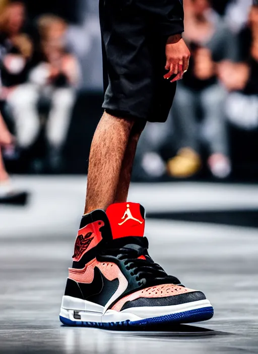 Image similar to hyperrealistic and heavy detailed air jordan runway show of bart simpson, leica sl 2 5 0 mm, vivid color, high quality, high textured, real life