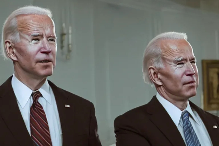 Prompt: film still frame of biden in requiem-for-a-dream, high quality