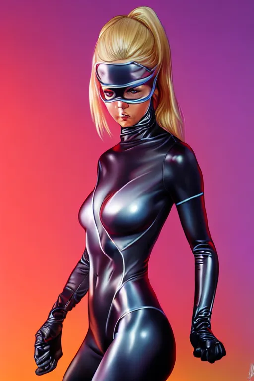 Image similar to Photorealistic hyperrealism woman in ninja suit by Artgerm and WLOP