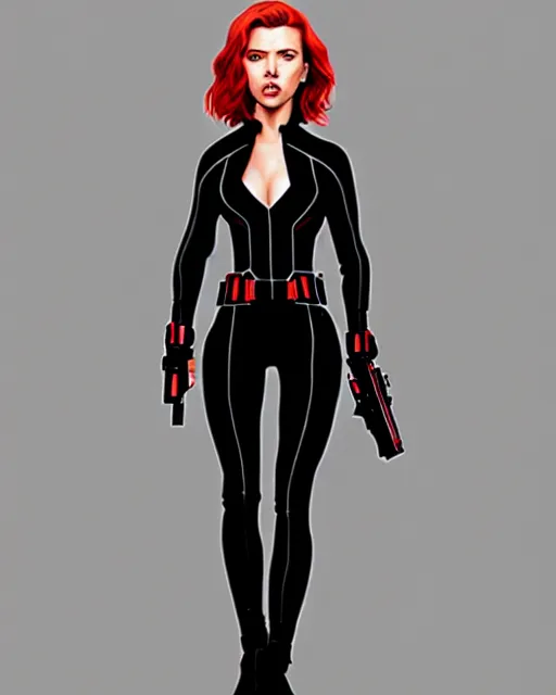 Prompt: Scarlett Johansson Black Widow, full body action pose, symmetrical, highly detailed, digital painting, artstation, concept art, smooth, sharp focus, illustration
