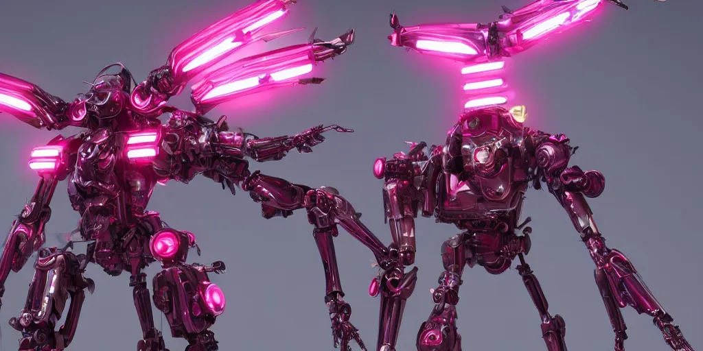 Prompt: a metal insect like of female mecha like beetles is in pink and red collection by merriam, daniel, intricate mechanical details, futuristic, 2 k aesthetic, dramatic lighting, concept art, 4 k, 3 d octane render, provenance, detailed, trending on artstation