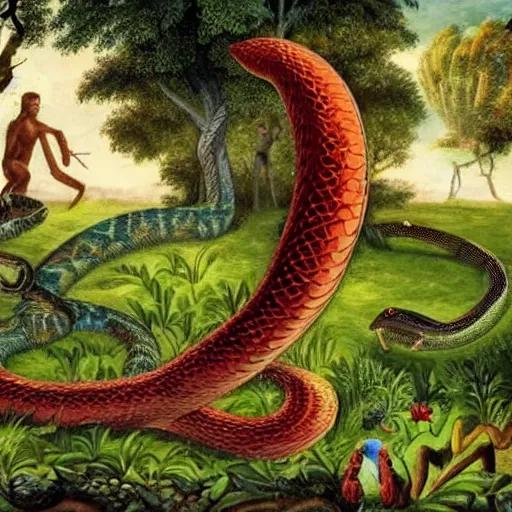 Image similar to a suspicious serpent in the garden of eden