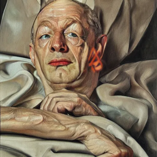 Image similar to high quality high detail painting by lucian freud, hd, satan, photorealistic lighting